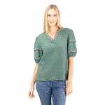 Load image into Gallery viewer, Meadow Grace Embroidered V-Neck Blouse