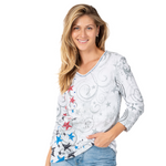 Load image into Gallery viewer, Women's Star Spangled 3/4 Sleeve Top