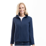 Load image into Gallery viewer, CozyCable Jacquard Jersey Knit Jacket Navy