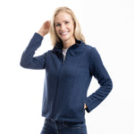 Load image into Gallery viewer, CozyCable Jacquard Jersey Knit Jacket Navy