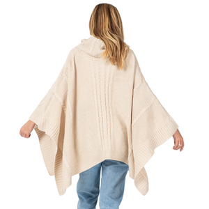 Ivory Cable Knit Sweater Poncho