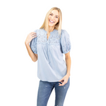 Load image into Gallery viewer, Skyline Charm Ruffle Tie Top