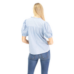 Load image into Gallery viewer, Skyline Charm Ruffle Tie Top