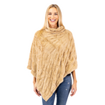 Load image into Gallery viewer, Plush Faux Fur Tan Cozy Coat Poncho
