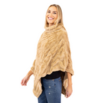 Load image into Gallery viewer, Plush Faux Fur Tan Cozy Coat Poncho