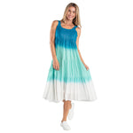 Load image into Gallery viewer, Ombre Teal Blue Tiered Sun Dress