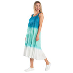 Load image into Gallery viewer, Ombre Teal Blue Tiered Sun Dress
