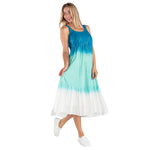 Load image into Gallery viewer, Ombre Teal Blue Tiered Sun Dress