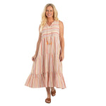 Load image into Gallery viewer, Tassel V-Neck Multicolored Tiered Sun Dress
