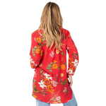 Load image into Gallery viewer, Rose + Everly Butterfly Print 3/4 Sleeve Round Neck Button Tunic
