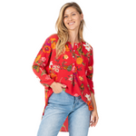 Load image into Gallery viewer, Rose + Everly Butterfly Print 3/4 Sleeve Round Neck Button Tunic