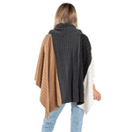 Load image into Gallery viewer, Color Blocked Cowl Neck Pleated Fleece Poncho