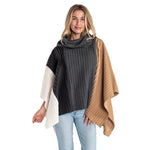 Load image into Gallery viewer, Color Blocked Cowl Neck Pleated Fleece Poncho