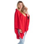 Load image into Gallery viewer, Hooded Cable Knit Sweater Poncho