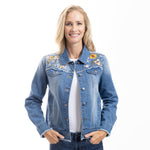 Load image into Gallery viewer, Sunflower Embroidery Jean Jacket