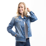 Load image into Gallery viewer, Sunflower Embroidery Jean Jacket