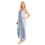 Load image into Gallery viewer, Ruffle Chambray Tiered Sun Dress