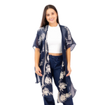 Load image into Gallery viewer, Navy Embroidered Kimono