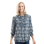 Load image into Gallery viewer, Floral Chiffon Blouse with Cutout Detail and Attached Cami