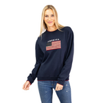 Load image into Gallery viewer, Unisex American Flag Embroidered Crewneck Sweatshirt