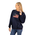 Load image into Gallery viewer, Unisex American Flag Embroidered Crewneck Sweatshirt