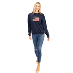 Load image into Gallery viewer, Unisex American Flag Embroidered Crewneck Sweatshirt