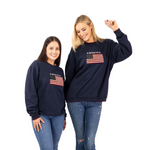 Load image into Gallery viewer, Unisex American Flag Embroidered Crewneck Sweatshirt