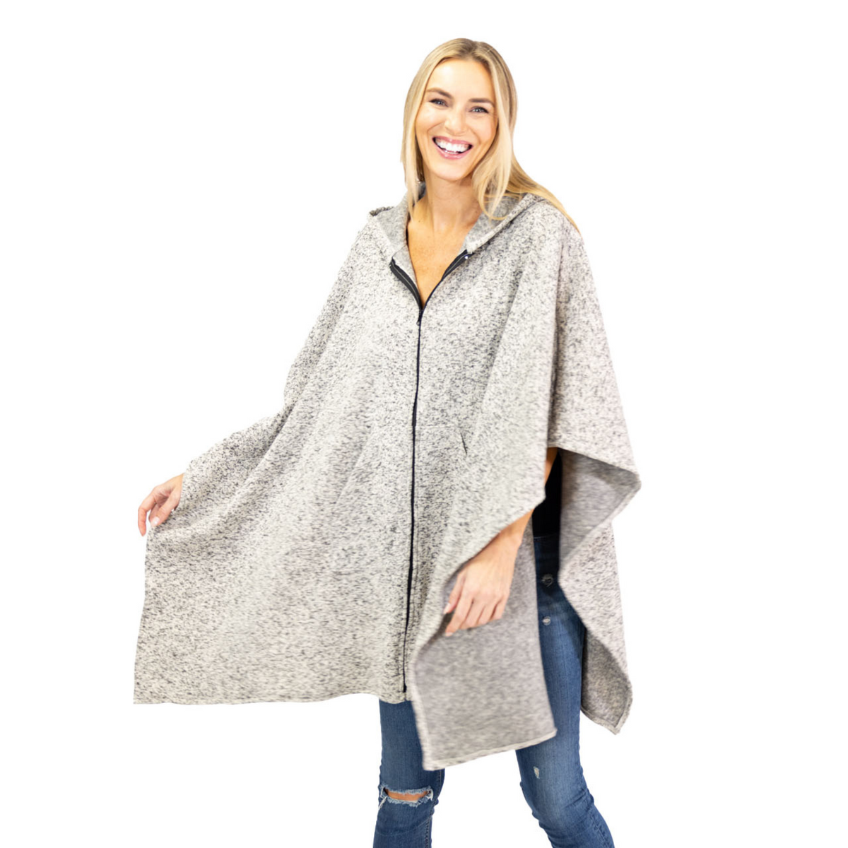 Hooded fleece poncho sales