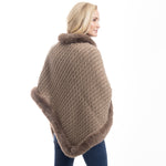 Load image into Gallery viewer, Cozy Cable Poncho with Faux Fur Trim