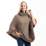 Load image into Gallery viewer, Cozy Cable Poncho with Faux Fur Trim