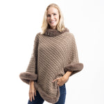 Load image into Gallery viewer, Cozy Cable Poncho with Faux Fur Trim