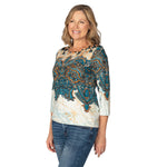 Load image into Gallery viewer, Paisley Sequin 100% Cotton 3/4 Sleeve T-Shirt
