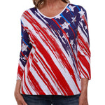 Load image into Gallery viewer, Women's American Flag 3/4 Sleeve Top