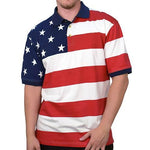 Load image into Gallery viewer, Horizontal American Flag Patriotic Mens Polo Shirt at Linda Anderson