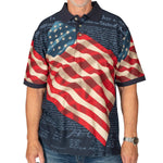 Load image into Gallery viewer, Men's Patriotic Waving American Flag 100% Cotton Polo Shirt