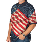 Load image into Gallery viewer, Men's Patriotic Waving American Flag 100% Cotton Polo Shirt