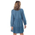 Load image into Gallery viewer, Long Sleeve Denim Tiered Dress