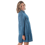 Load image into Gallery viewer, Long Sleeve Denim Tiered Dress