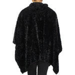 Load image into Gallery viewer, Womens Stripe Pattern Faux Fur Poncho at Linda Anderson. color_black