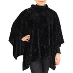 Load image into Gallery viewer, Womens Stripe Pattern Faux Fur Poncho at Linda Anderson. color_black