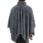 Load image into Gallery viewer, Womens Stripe Pattern Faux Fur Poncho at Linda Anderson. color_grey