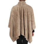 Load image into Gallery viewer, Womens Stripe Pattern Faux Fur Poncho at Linda Anderson. color_taupe