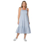 Load image into Gallery viewer, Blue Dobby Smocked Tiered Sun Dress