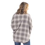 Load image into Gallery viewer, Winter Warm White and Grey Plaid Full Zip Fleece Cape