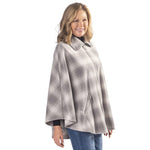 Load image into Gallery viewer, Winter Warm White and Grey Plaid Full Zip Fleece Cape