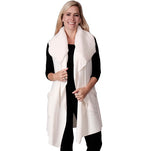 Load image into Gallery viewer, Le Moda Women’s Sherpa Trimmed Fleece Vest at Linda Anderson. color_white
