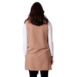 Load image into Gallery viewer, Le Moda Women’s Sherpa Trimmed Fleece Vest at Linda Anderson. color_camel