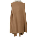 Load image into Gallery viewer, Le Moda Women’s Sherpa Trimmed Fleece Vest at Linda Anderson. color_camel