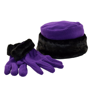 Le Moda Women's Faux Fur Trim Gloves and Hat Set at Linda Anderson