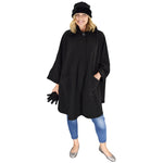 Load image into Gallery viewer, Le Moda Women's Black Fur Collar Polar Fleece Wrap with Matching Gloves and Hat-One Size Fits All at Linda Anderson. color_black